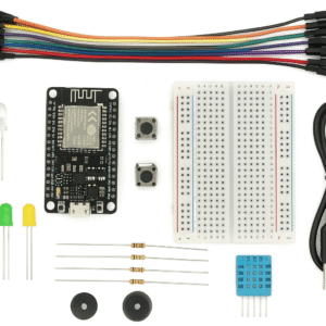 iot starter kit – esp32/esp8266 board, sensors, leds, breadboard & wires